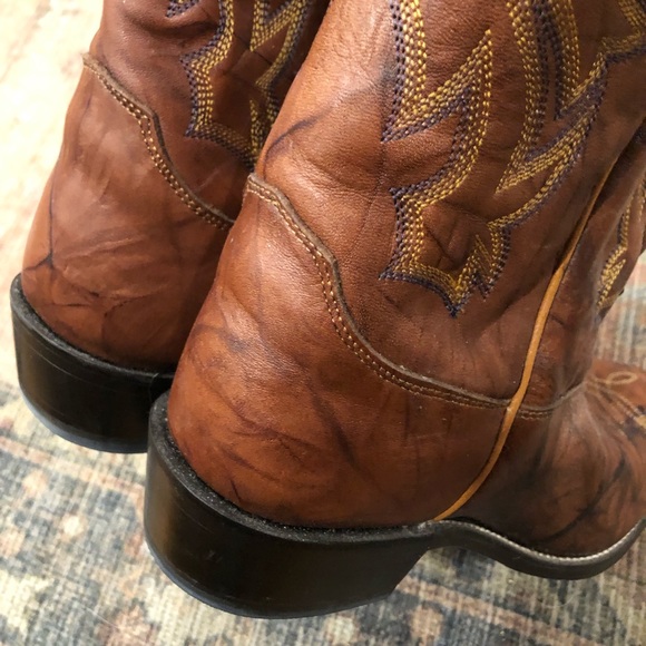 Justin Marbled Chestnut Brown Deerlite Cowboy Boots - Picture 4 of 10